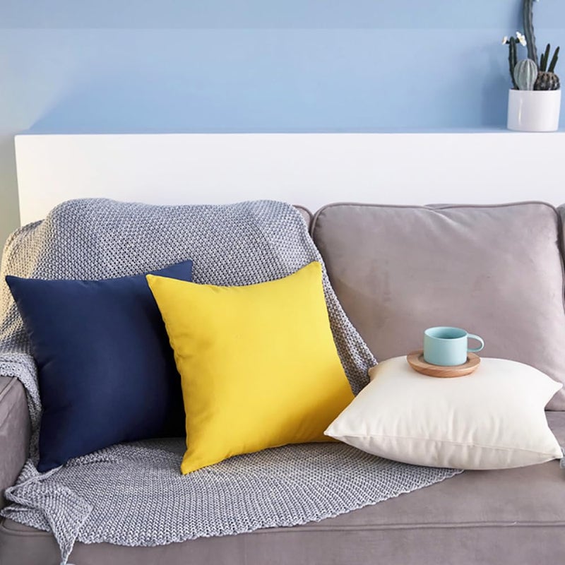 Thmyo 4-Pack 100% Cotton Comfortable Solid Decorative Throw Pillow Case Square Cushion Cover Pillowcase Sublimation Blank Pillow Covers Christmas DIY Throw Pillowcase(20x20inch/50x50cm,Midnight Blue) - Image 3